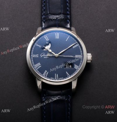 V9 Factory Replica Glashütte Senator Excellence Panorama Date Moon Phase Watch Blue Dial